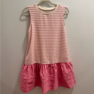 Casual Pink and Cream Striped Dress